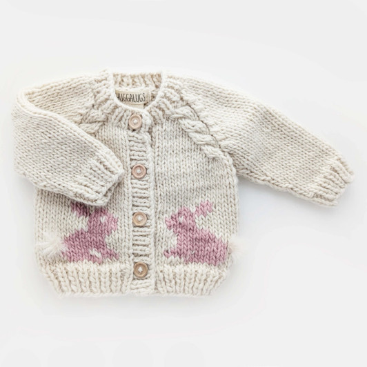 Huggalugs Bunny Cardigan Rosy Pink for Baby & Toddler
