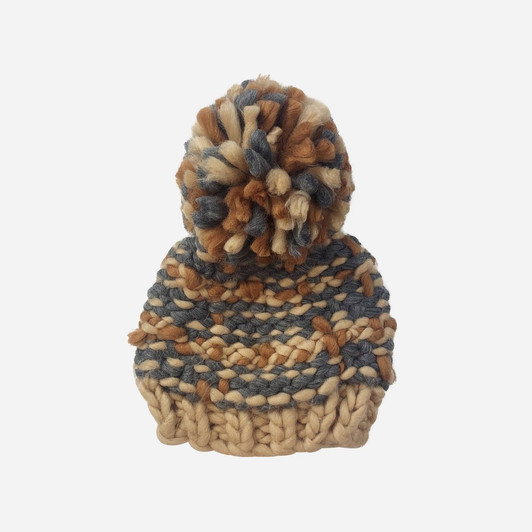 Charlie Plaid Knit Hat, Latte
