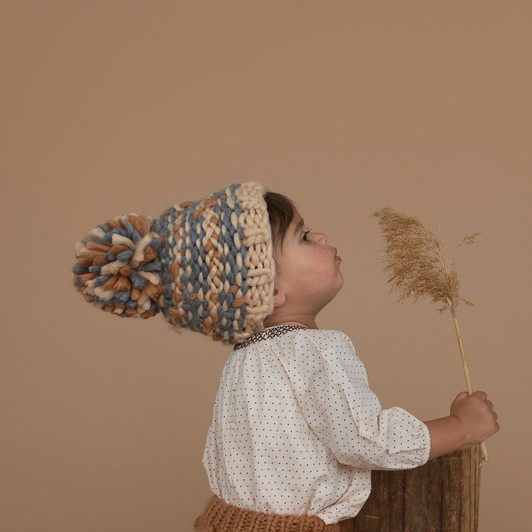 Charlie Plaid Knit Hat, Latte