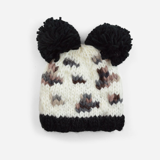 Natalie Leopard Pom Pom Knit Hat | The Blueberry Hill