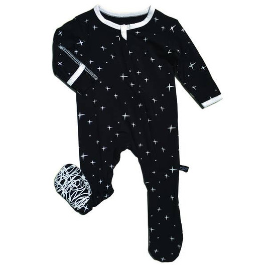 Bamboo Footed Sleeper | Black Stars | Peregrine Kids