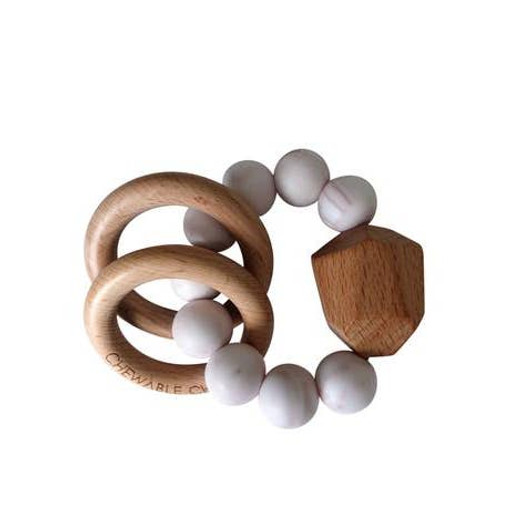 Hayes Silicone + Wood Teether Ring | Rose Quartz | Chewable Charm