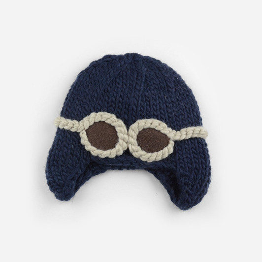 Wilbur Aviator with Goggles Knit Hat | Navy | The Blueberry Hill