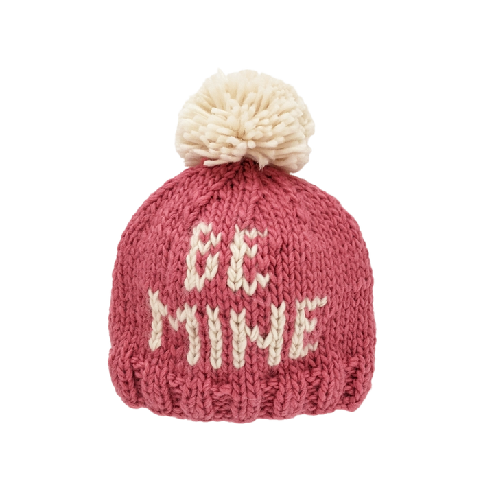Be Mine Valentine's Day Hand Knit Beanie Hat for Babies thru Adults