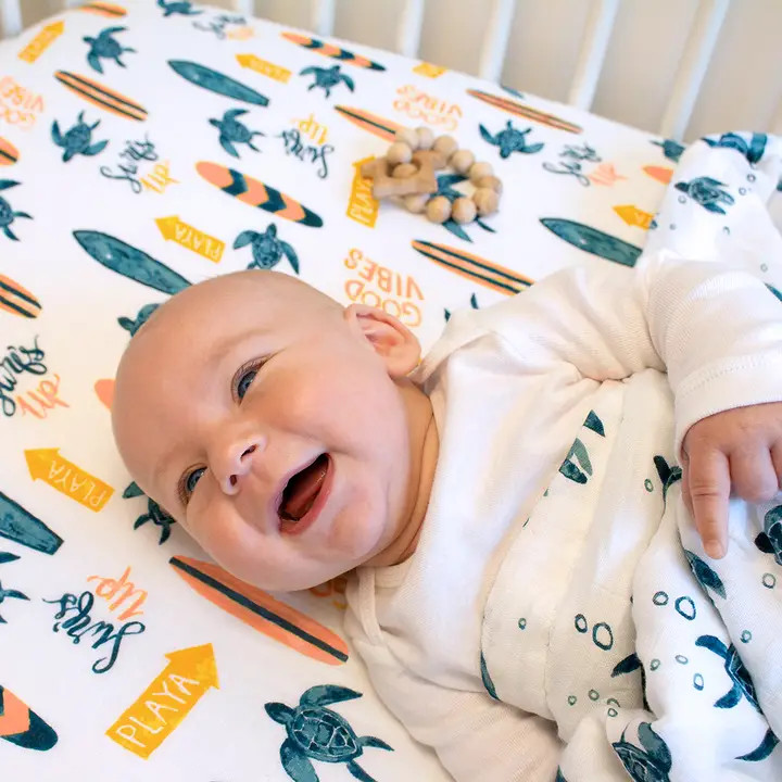Surf Oh So Soft Muslin Crib Sheet by Bebe Au Lait | Bebe au Lait