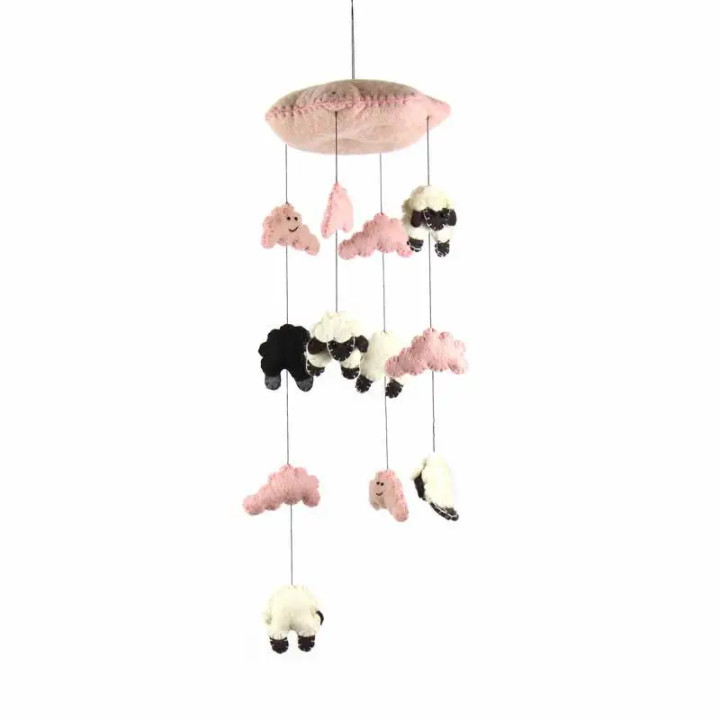 Pink Sheep Felt Nursery Mobile | Global Crafts