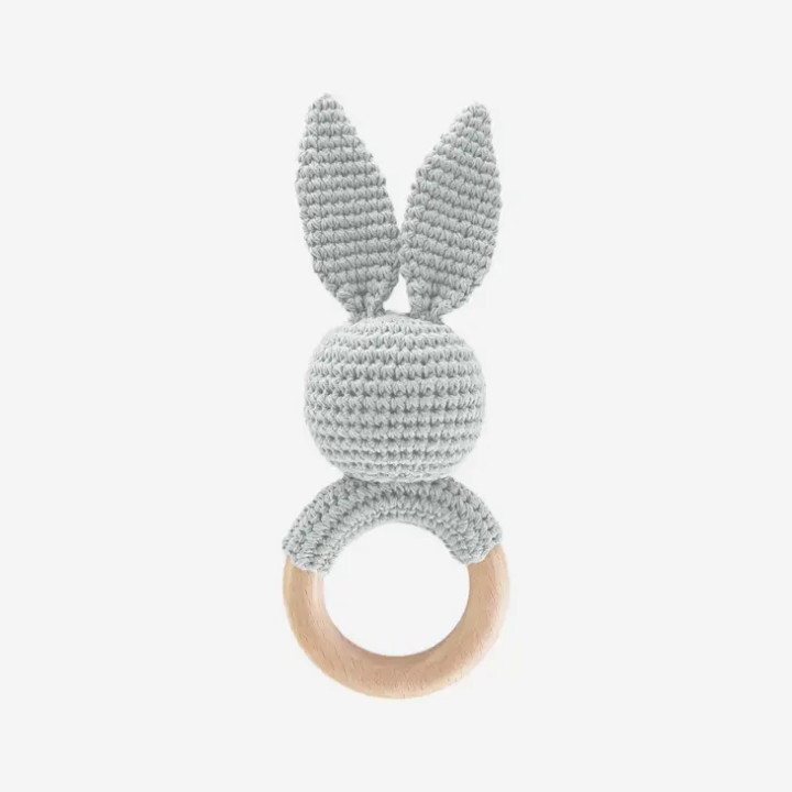 Cotton Crochet Rattle Teether | Bunny | The Blueberry Hill
