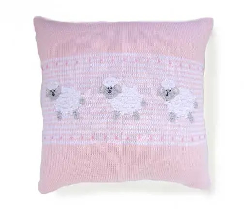 Lamb 14" Pillow | Pink/White | Melange Collection