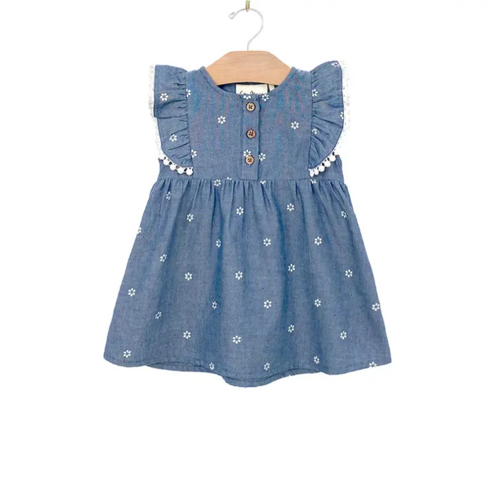 Pinafore Chambray Dress | Daisies | City Mouse Studio
