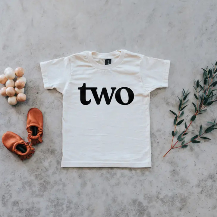 Two Modern Birthday Shirt Kids Tee | Cream | Gladfolk