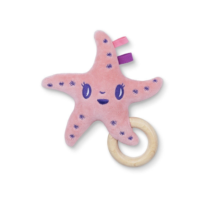 Pink Sea Star Teething Rattle | Apple Park