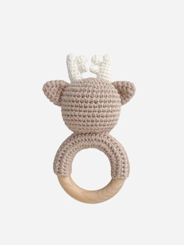Cotton Crochet Rattle Teether | Deer | The Blueberry Hill