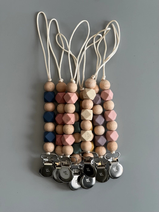 Petite Maya Pacifier Toy Clip | Assorted Colors | Three Hearts