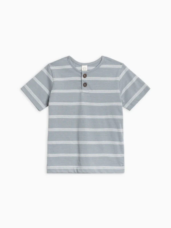  Reef Short Sleeve Henley - Drew Stripe / Mist | Colored Organics