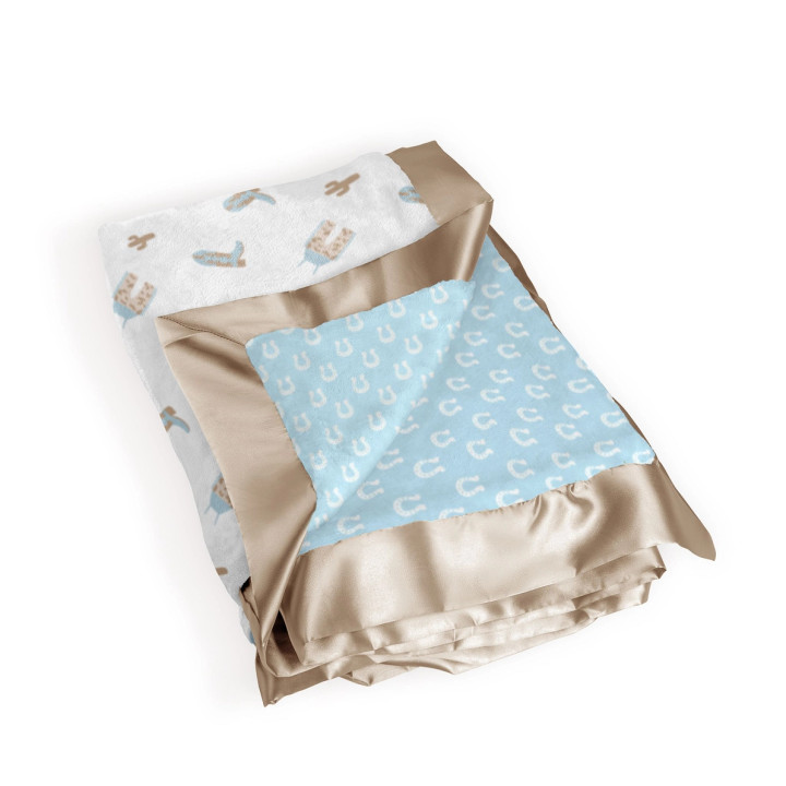 Ultra-Soft Thick Reversible Baby Blanket - Howdy Partner Blue