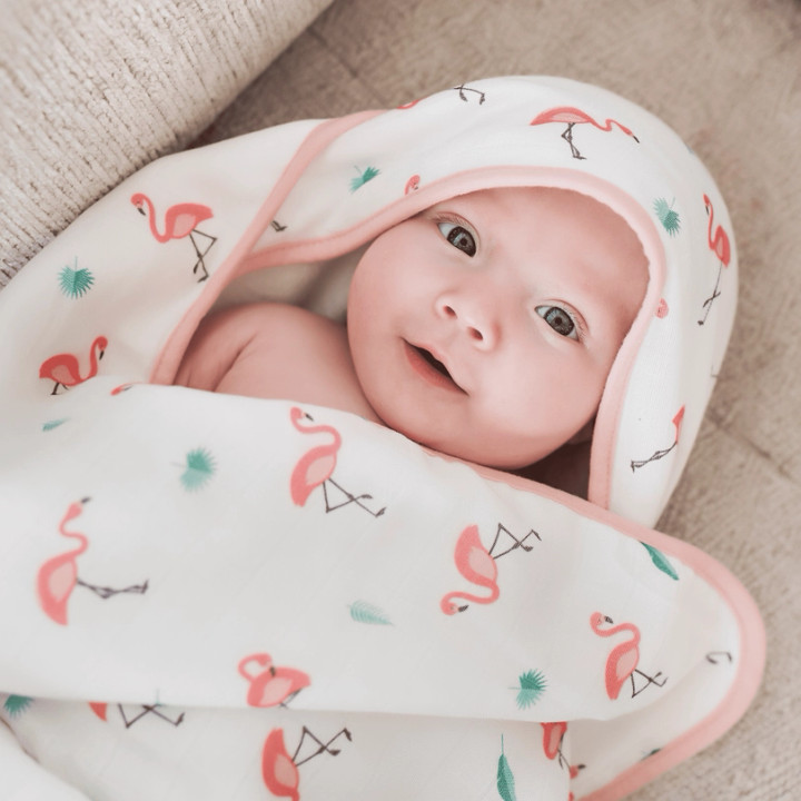 Flamingo Hooded Towel Set | Bamboo Little