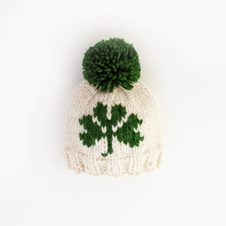 Shamrock St. Patrick's Day Hand Knit Beanie Hat | Huggalugs