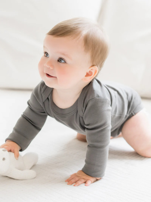 Long Sleeve Bodysuit | Pewter | Colored Organics
