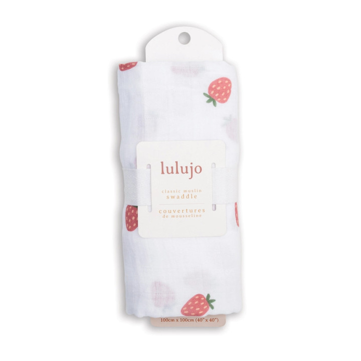 Strawberries - Cotton Muslin Swaddle | Lulujo