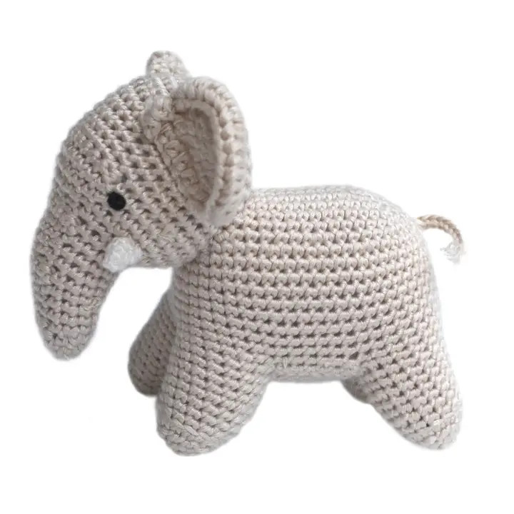 Cheengoo Standing Elephant Rattle - Cream