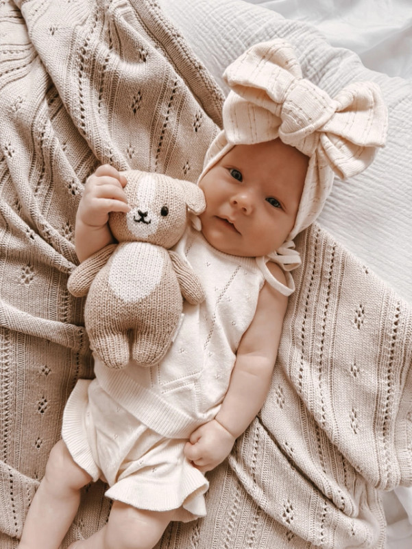Luna + Luca Pointelle Baby Blanket - Beige