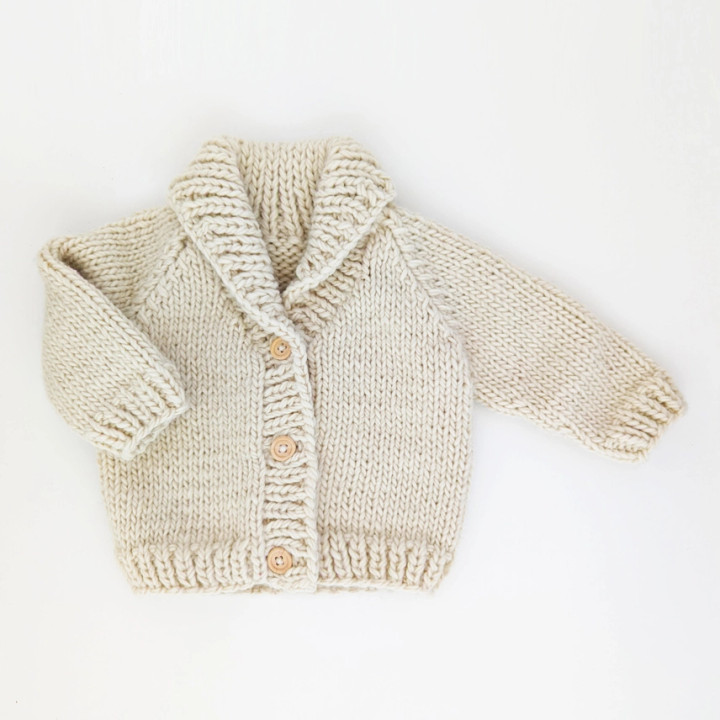 Shawl Collar Natural Cardigan Sweater for Baby & Toddler | Huggalugs