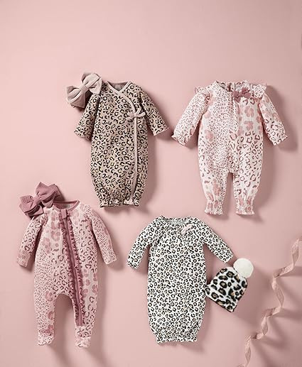 Dress your little one in style with the Mud Pie Leopard Gown and Hat set. Perfect for any occasion, this adorable outfit is a must-have for your baby's wardrobe!