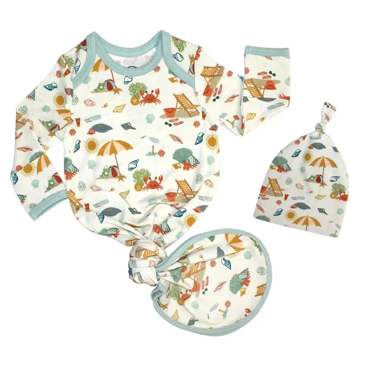 Emerson and Friends | Beach Day Bamboo Gown and Hat Newborn Baby Gift Set