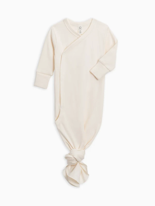 Indy Organic Cotton Kimono Gown for Newborns - Ivory by Colored Organics