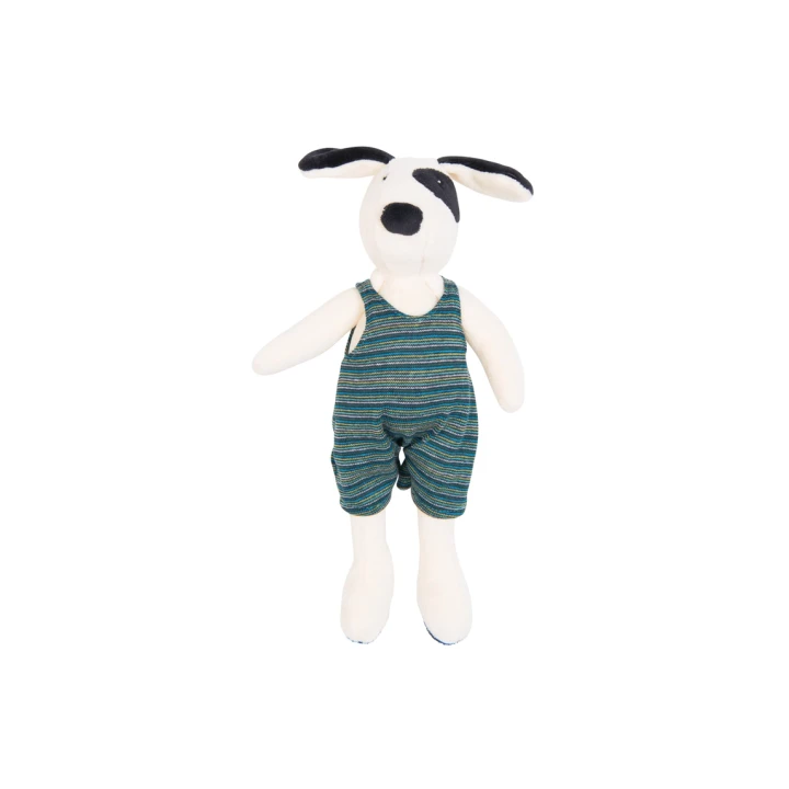 Julius, an adorable companion for baby's dreams! Delightfully soft and all dressed up in green and blue stripes.