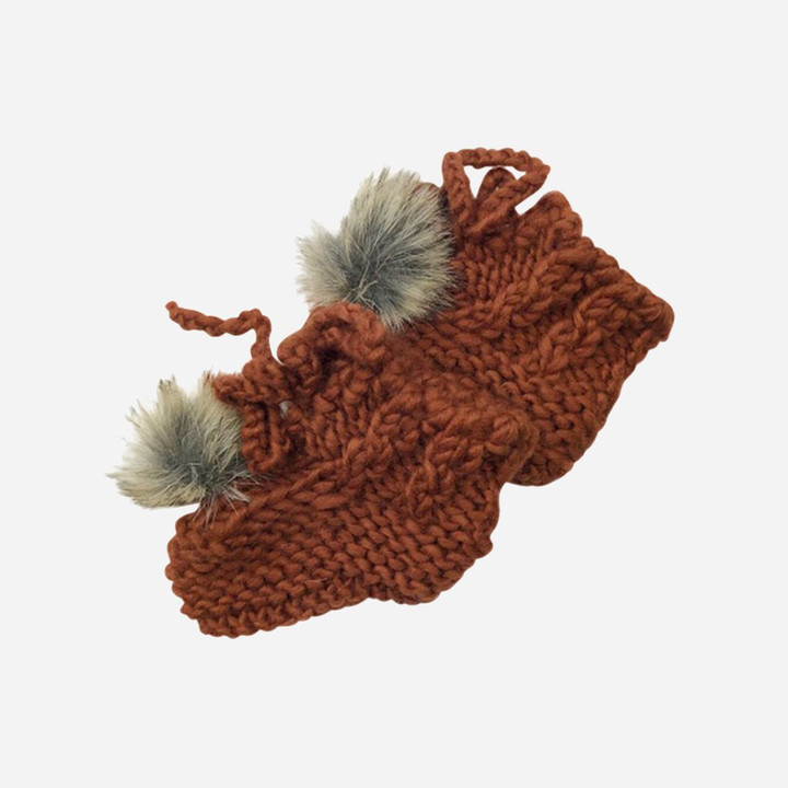 Booties with Pom | Cinnamon | The Blueberry Hill