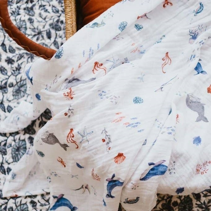 Organic Swaddle - Under the Sea | Malabar Baby