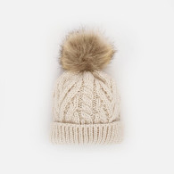 Natural Pop Pom Pom Beanie Hat for Babies thru Adults | Huggalugs