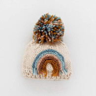 Teal Rainbow Knit Beanie Hat | Huggalugs