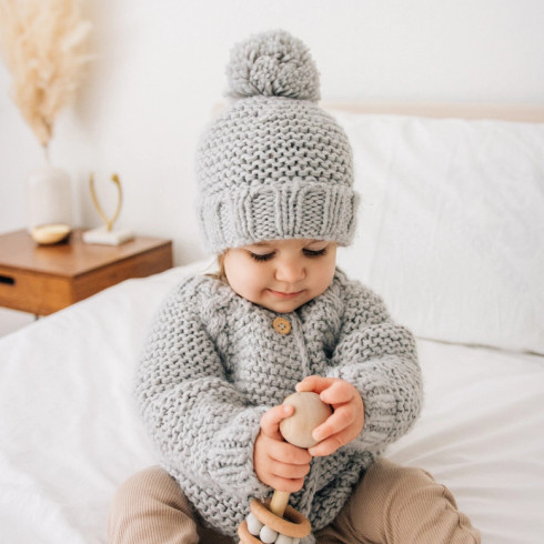 Huggalugs  Loden Garter Stitch Cardigan Sweater