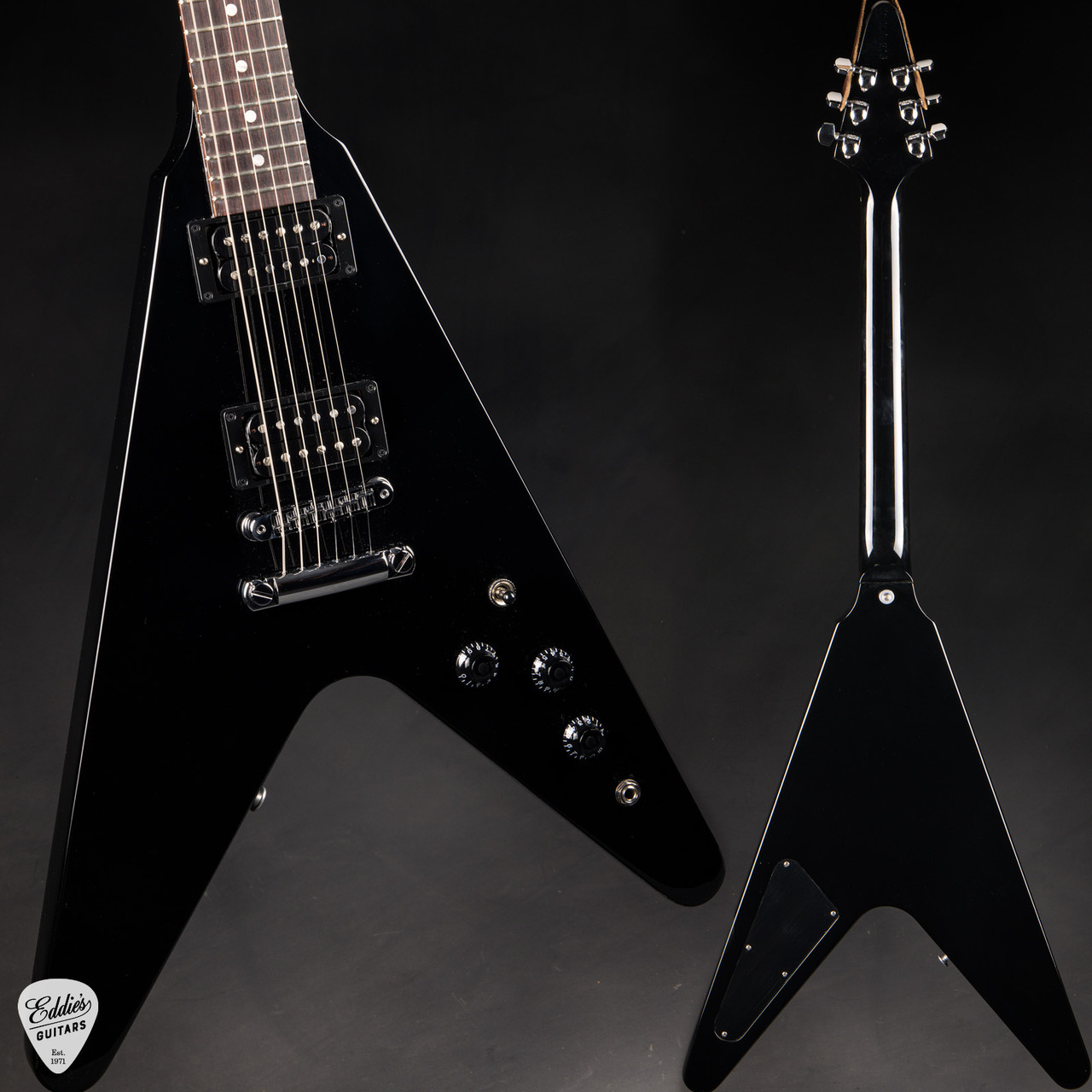 2024 - Gibson 80s Flying V Ebony 7.5 #222240216 - Eddie's Guitars
