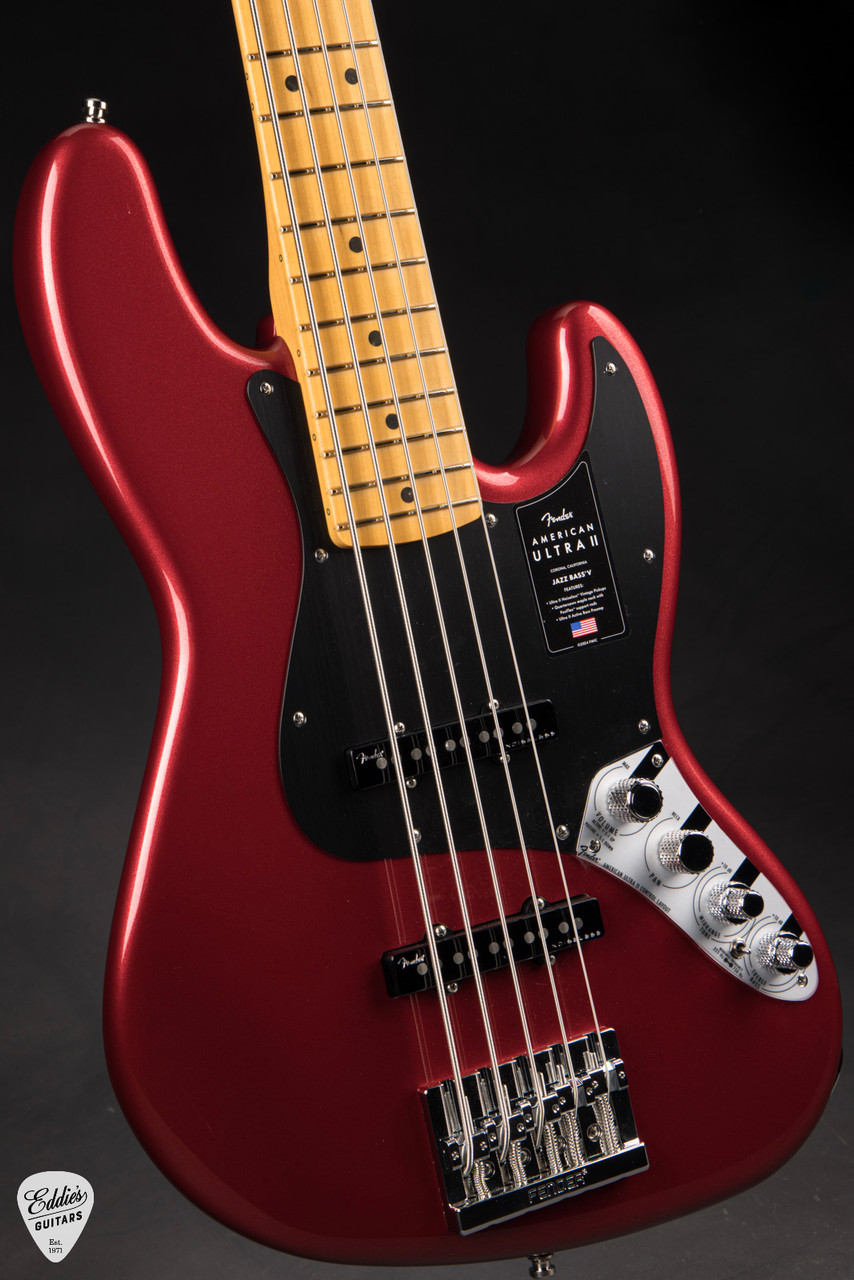 Fender American Ultra II Jazz Bass V - Sinister Red - Eddie's Guitars