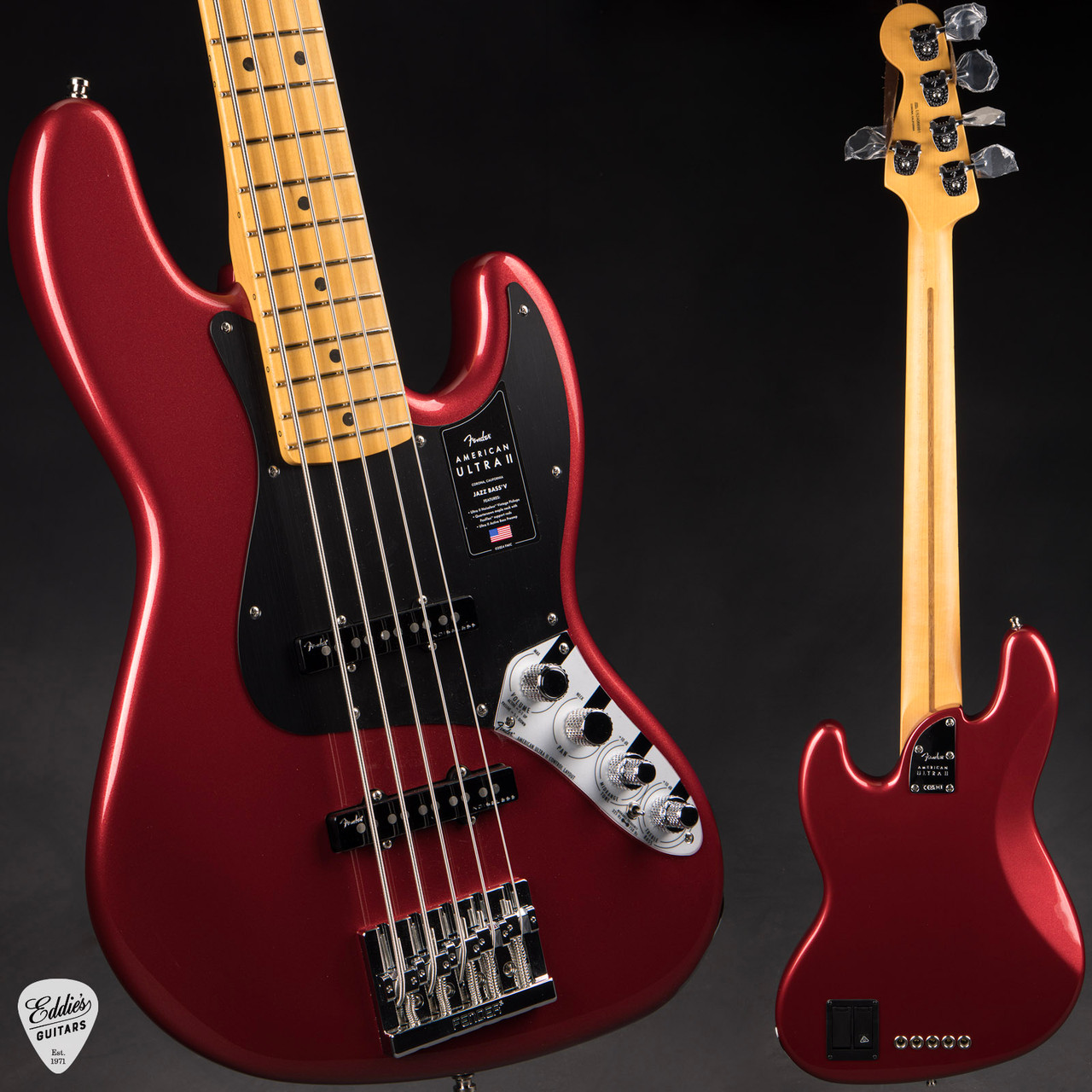 Fender American Ultra II Jazz Bass V - Sinister Red - Eddie's Guitars