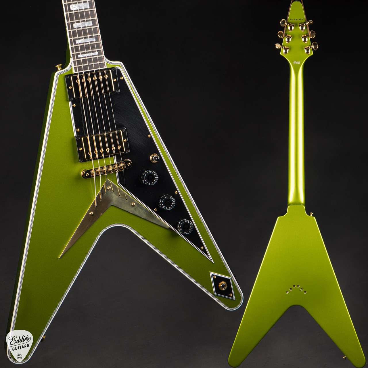 2024 - Gibson Custom Shop PSL Flying V Custom Gloss Gecko Green