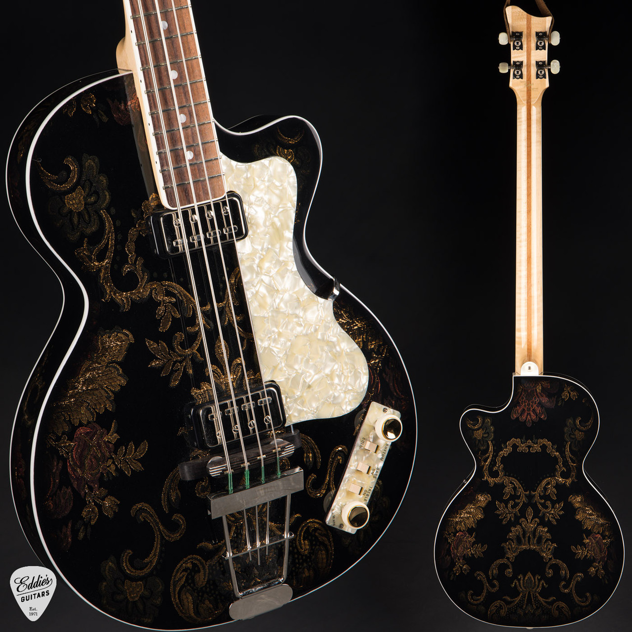 【ほぼ新品】Hofner Club Bass Premium Hofner LTD Club Bass - Black & Gold Victorian Embroidery - Eddie's