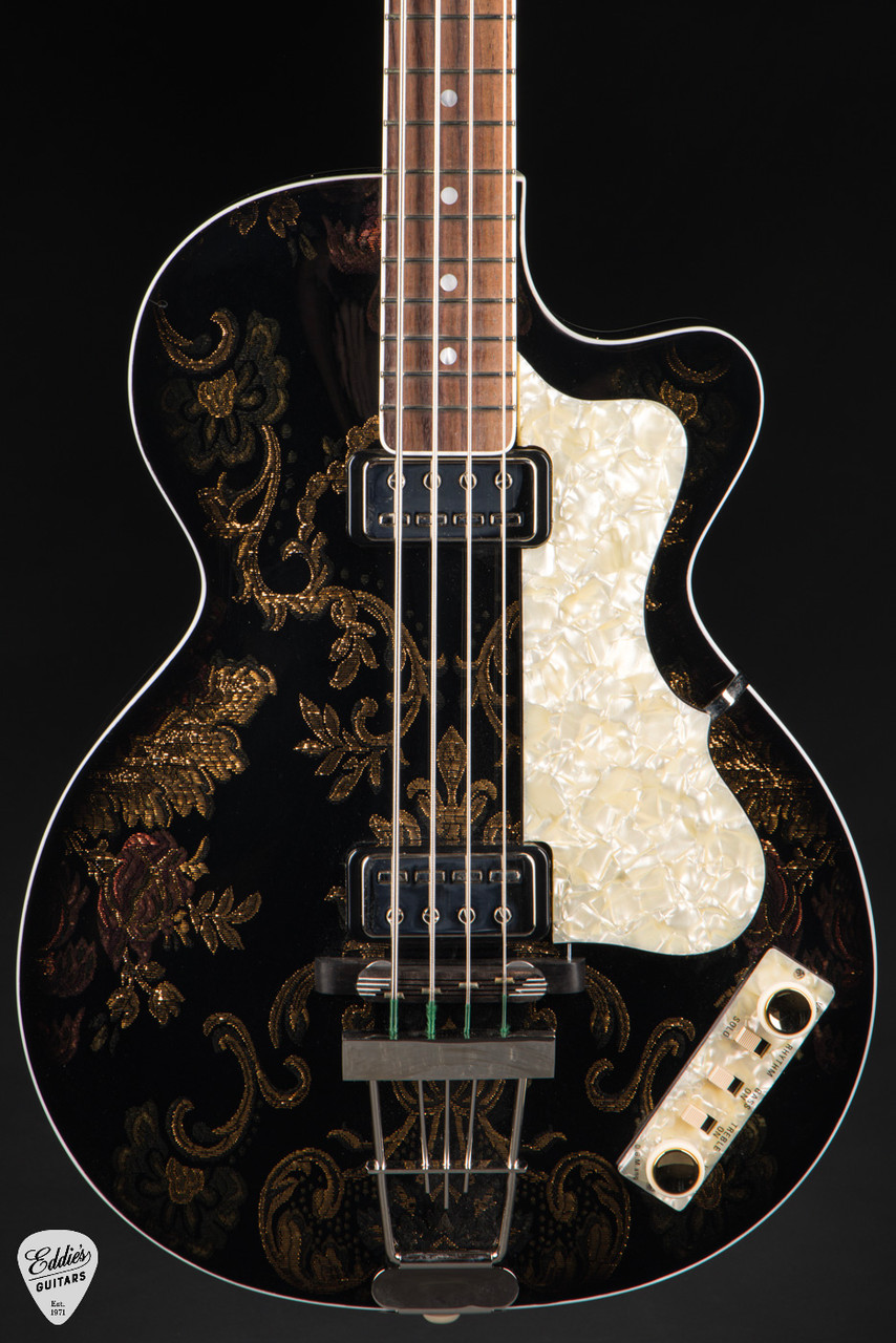 Hofner LTD Club Bass - Black & Gold Victorian Embroidery - Eddie's