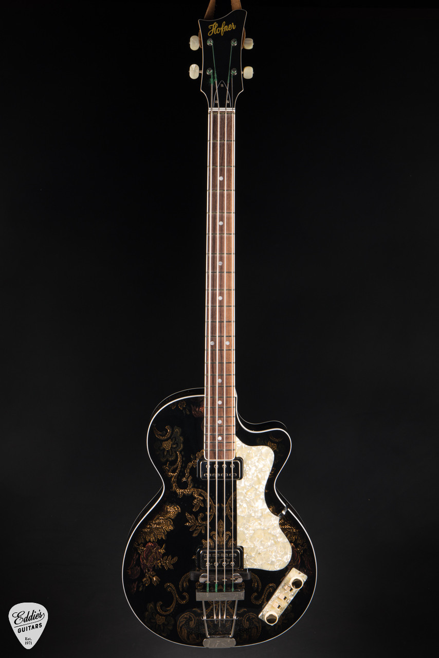 Hofner LTD Club Bass - Black & Gold Victorian Embroidery - Eddie's