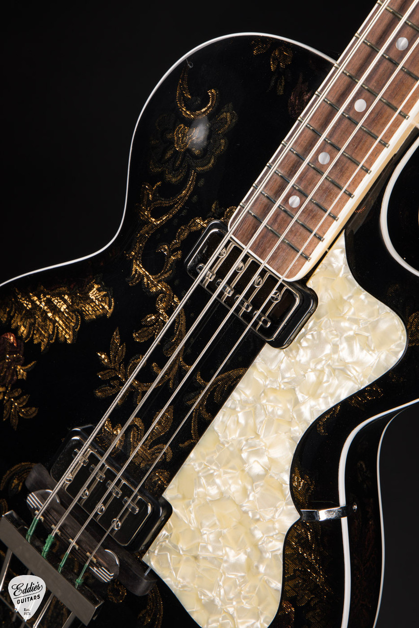 Hofner LTD Club Bass - Black & Gold Victorian Embroidery - Eddie's
