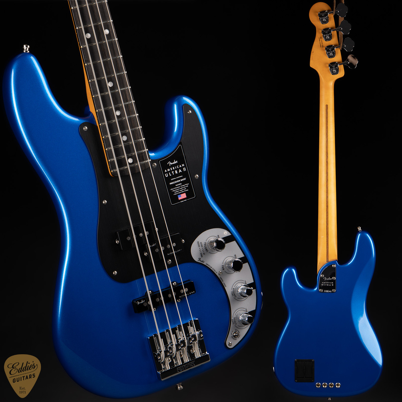 Fender American Ultra II Precision Bass - Noble Blue - Eddie's Guitars