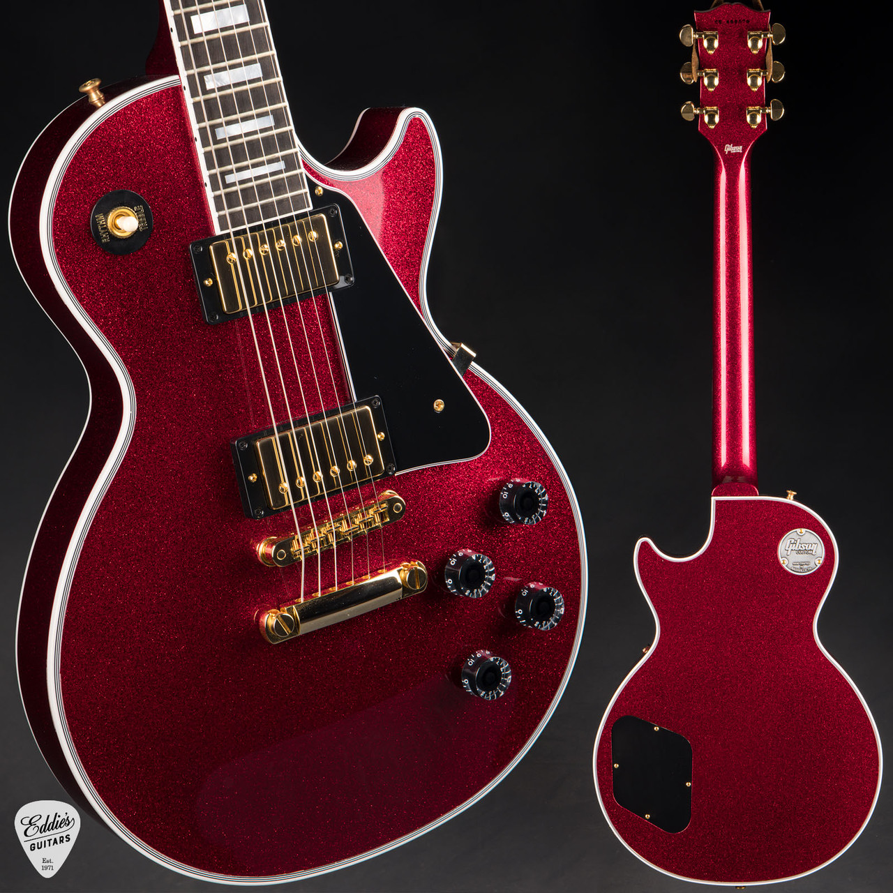 ギター Gibson Custom Shop Les Paul Custom Gibson Custom Shop PSL Les Paul Custom Gloss Wine Red Sparkle 10.0