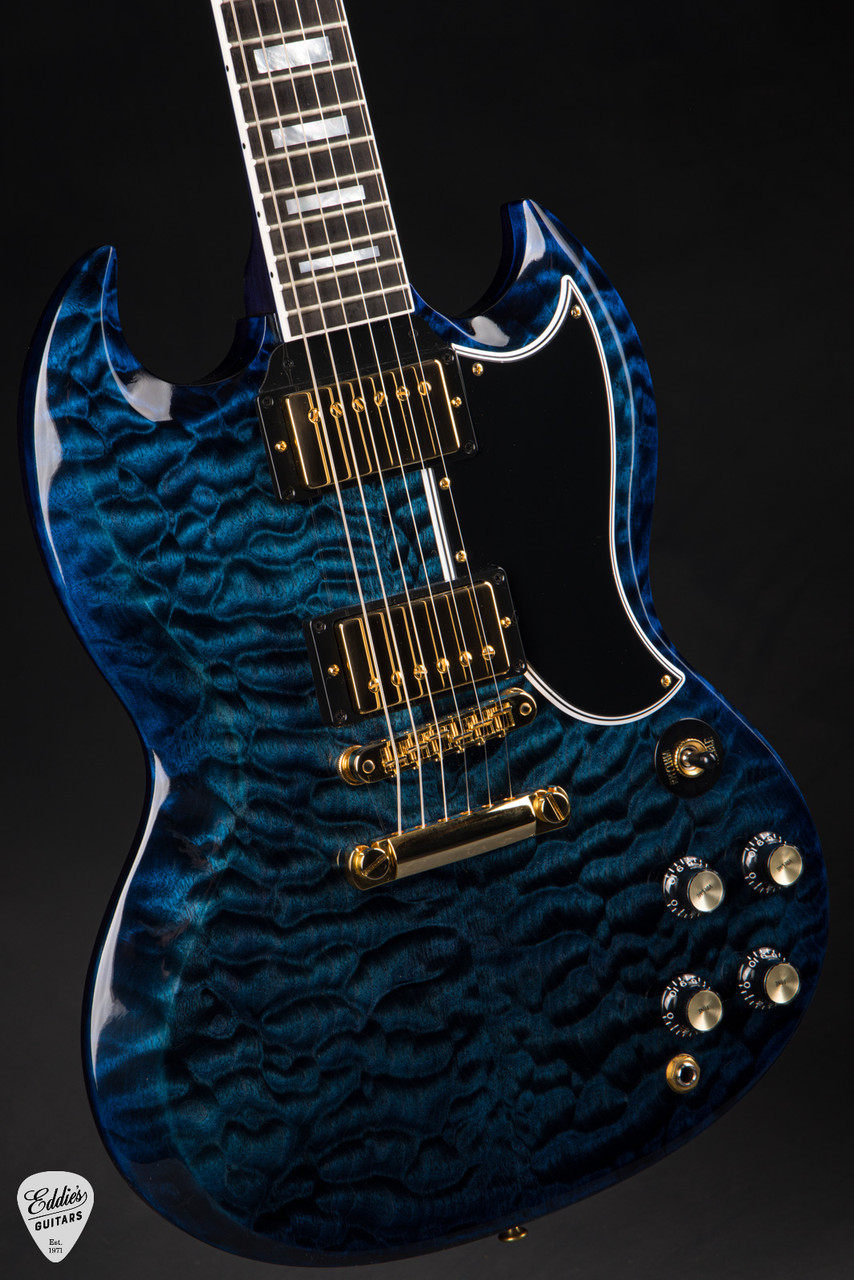 Gibson Custom Shop Made 2 Measure SG Custom 5A Quilt Nordic Blue
