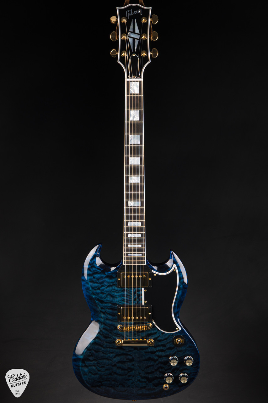 Gibson Custom Shop Made 2 Measure SG Custom 5A Quilt Nordic Blue