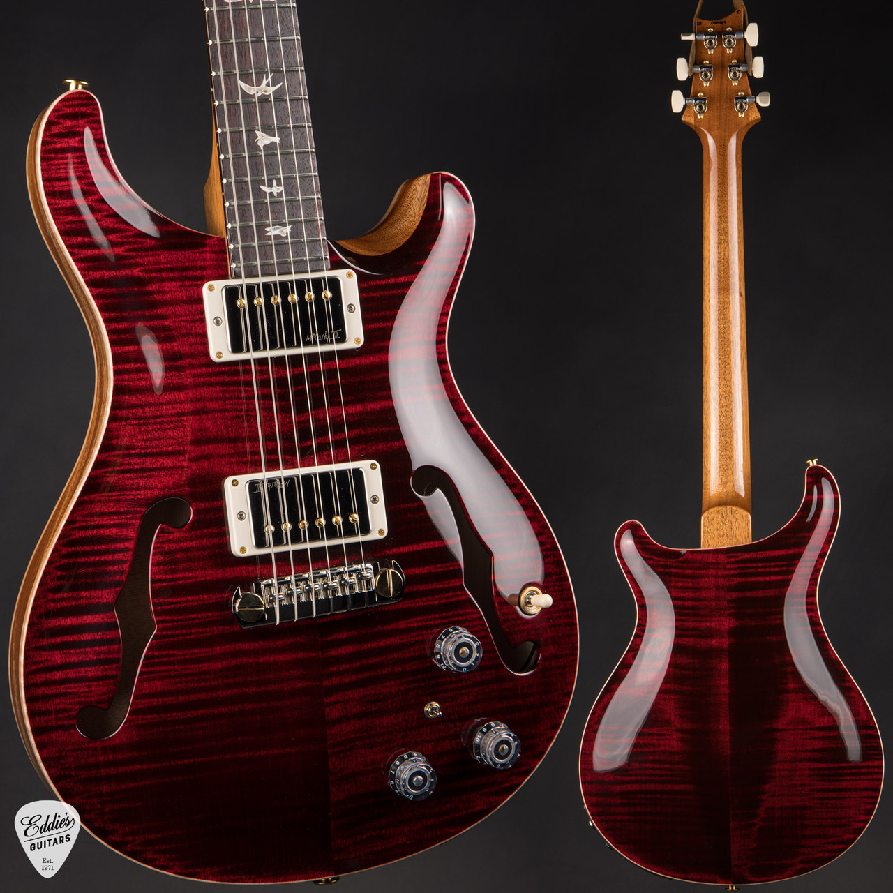 TOKAI レッドエレキギター　PRSタイプ PRS Hollowbody II Piezo - Red Tiger - Eddie's Guitars