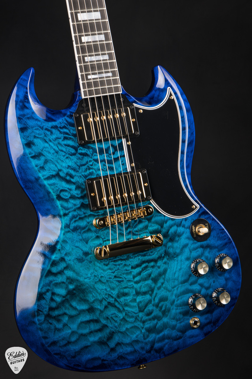 Gibson Custom Shop Made 2 Measure SG Custom 5A Quilt Nordic Blue