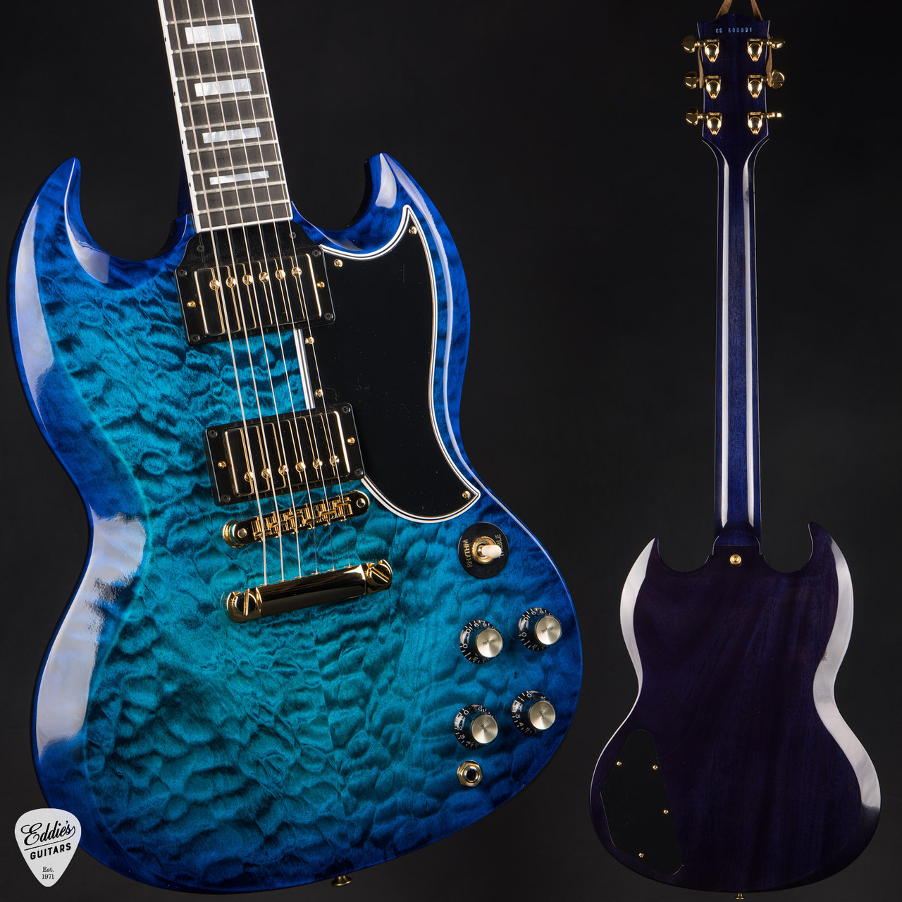 Gibson Custom Shop Made 2 Measure SG Custom 5A Quilt Nordic Blue